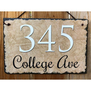 Customizable Slate Home Address House Sign - Beige - Handmade and Personalized