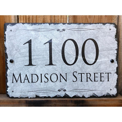 Customizable Slate Home Address House Sign - Light Grey - Handmade and Personalized