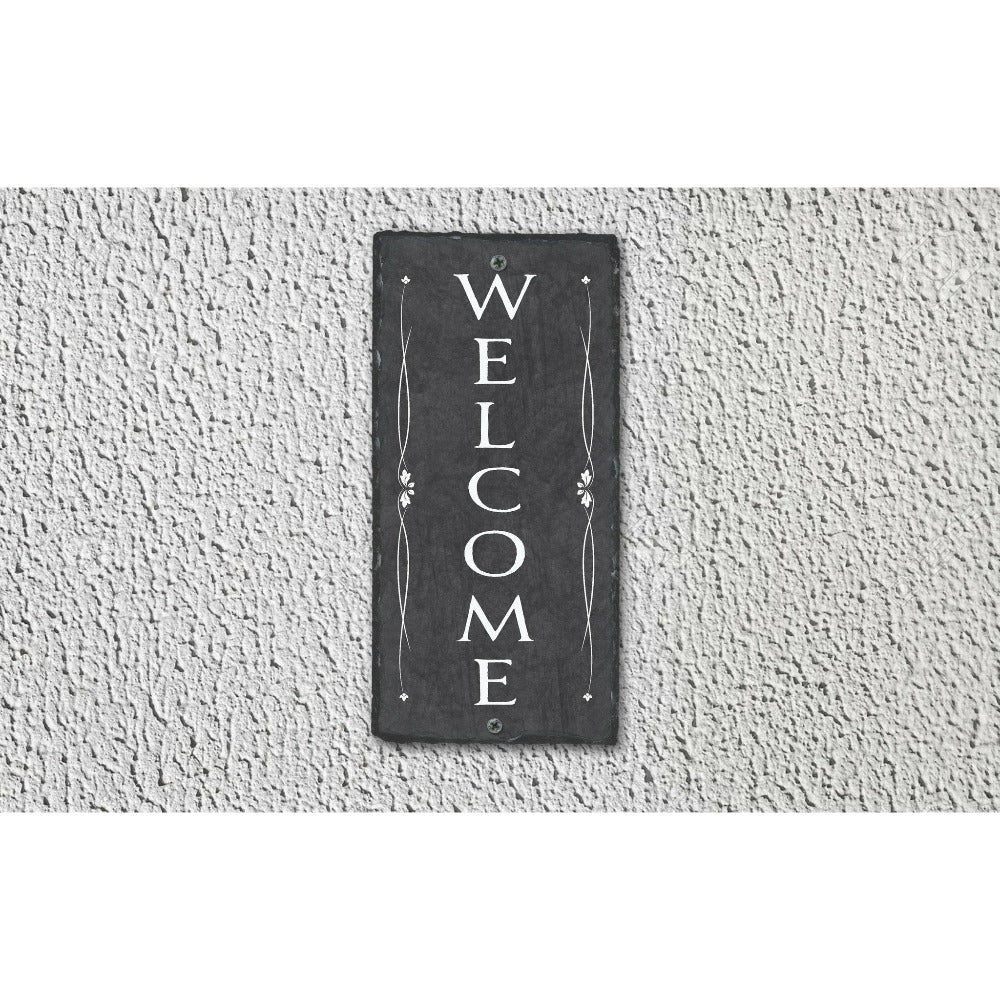 Handmade and Customizable Slate Welcome House Sign – Sassy Squirrel Ink