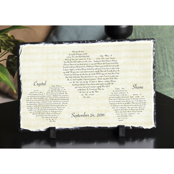 Handmade and Customizable Slate Song Lyric Sign - Hearts Lyric Plaque - Sassy Squirrel Ink