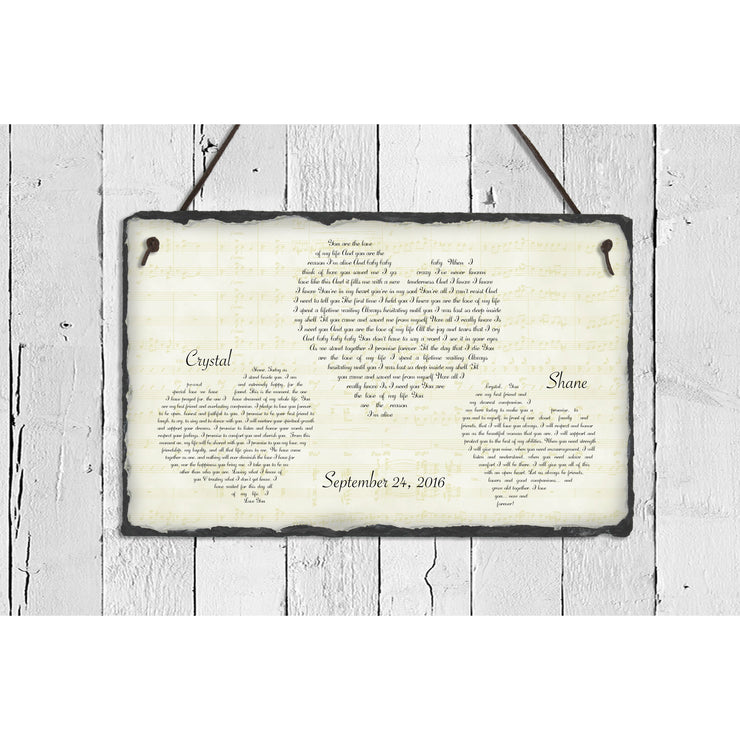 Handmade and Customizable Slate Song Lyric Sign - Hearts Lyric Plaque - Sassy Squirrel Ink