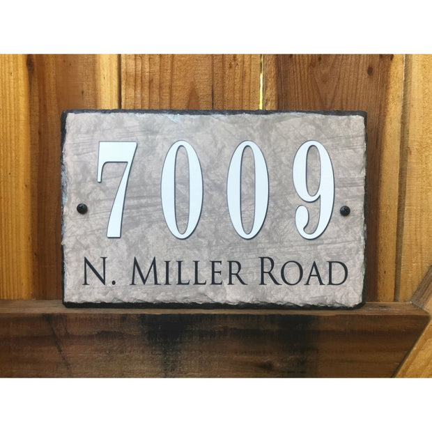 Handmade and Customizable Slate Home Address Sign - Light Beige - Sassy Squirrel Ink