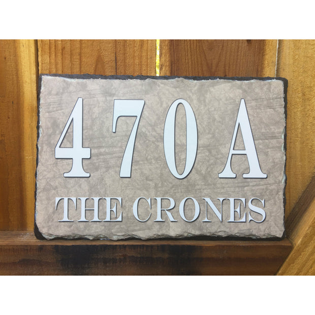 Handmade and Customizable Slate Home Address Sign - Light Beige - Sassy Squirrel Ink