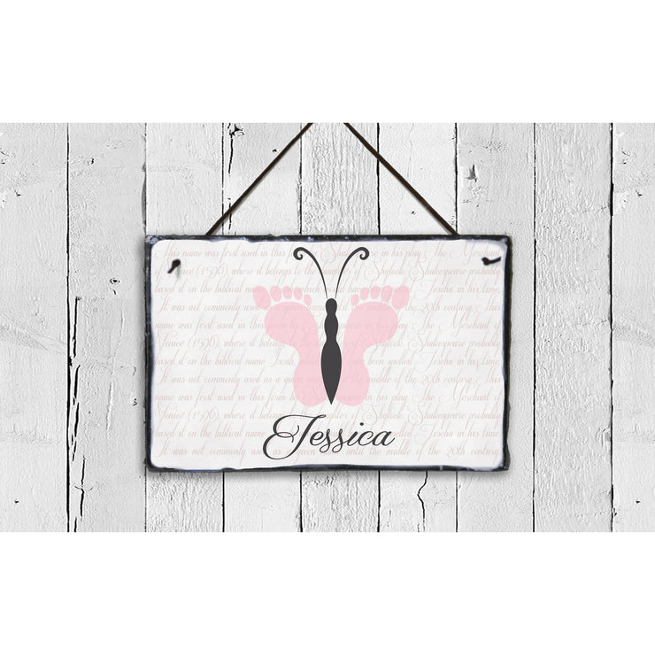 Handmade and Customizable Slate Baby Girl Name Sign - Sassy Squirrel Ink