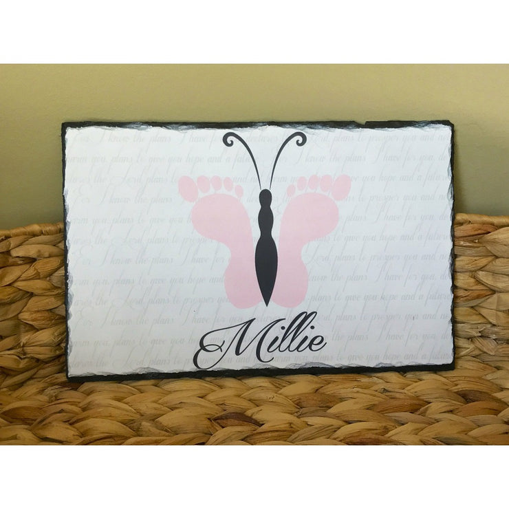 Handmade and Customizable Slate Baby Girl Name Sign - Sassy Squirrel Ink