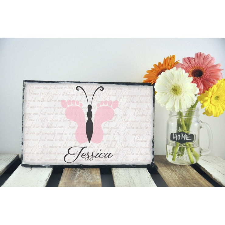 Handmade and Customizable Slate Baby Girl Name Sign - Sassy Squirrel Ink