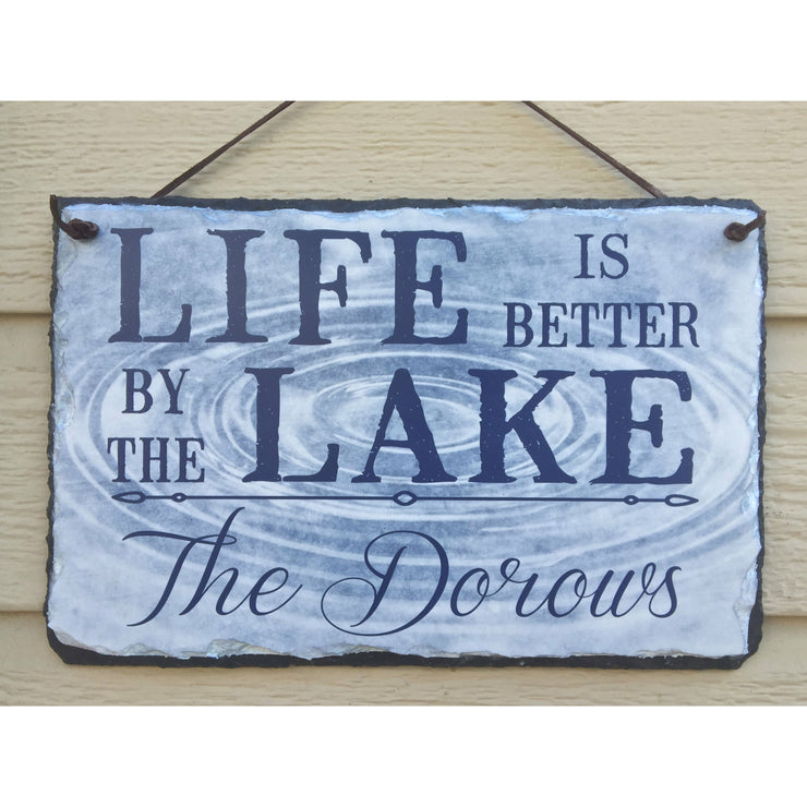 Handmade and Customizable Slate Home Sign - Personalized Life is Better by the Lake Plaque - Sassy Squirrel Ink