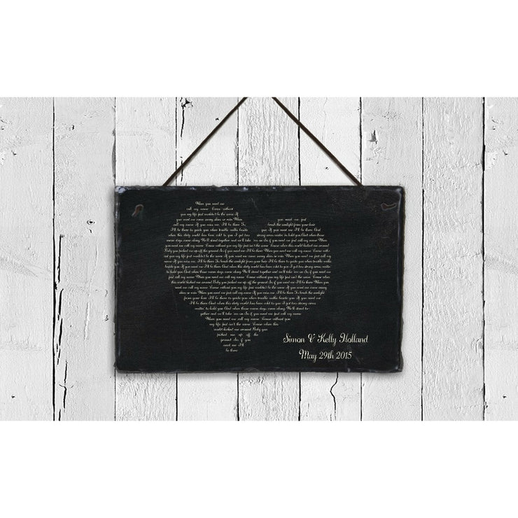 Handmade and Customizable Slate Song Lyric Sign - Heart Lyric Plaque - Sassy Squirrel Ink