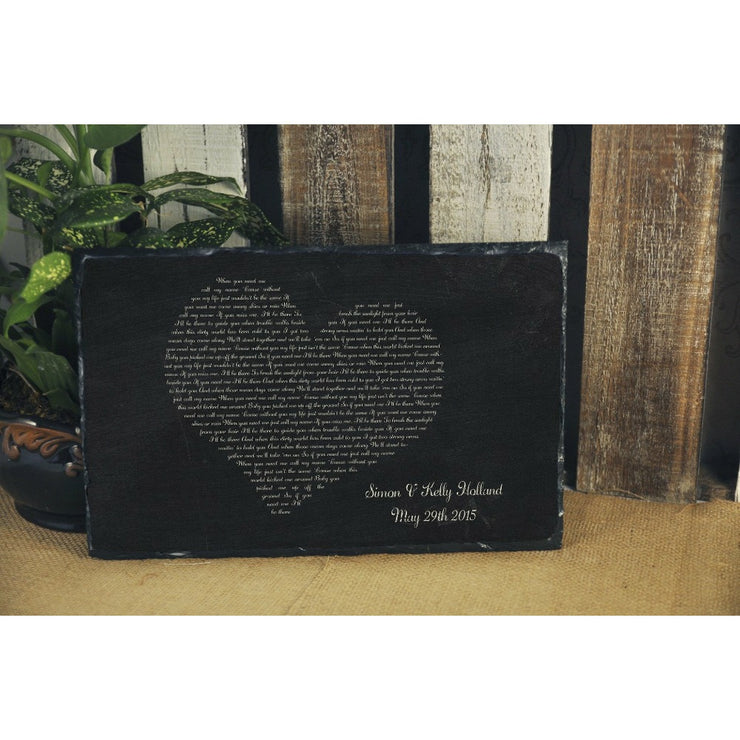 Handmade and Customizable Slate Song Lyric Sign - Heart Lyric Plaque - Sassy Squirrel Ink