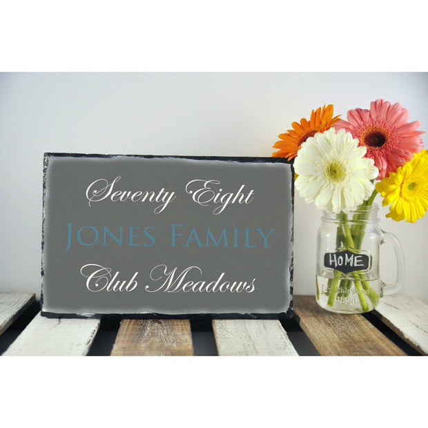 Handmade and Customizable Slate Home Address Sign - Light Grey - Sassy Squirrel Ink