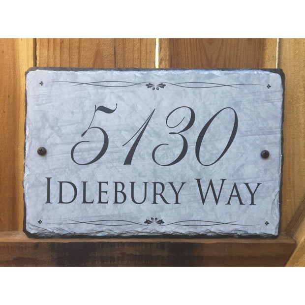 Handmade and Customizable Slate Home Address Sign - Light Grey - Sassy Squirrel Ink