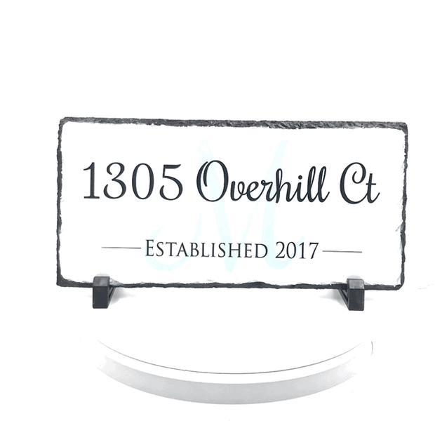 Handmade and Customizable Slate Home Address Sign - Date Established - Sassy Squirrel Ink