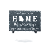 Handmade and Customizable Slate Home Sign - Personalized with Name, Address, State - Sassy Squirrel Ink