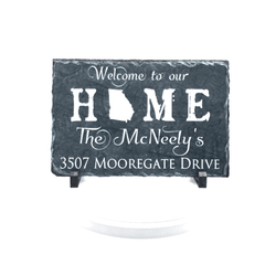Handmade and Customizable Slate Home Sign - Personalized with Name, Address, State - Sassy Squirrel Ink
