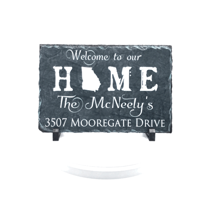 Handmade and Customizable Slate Home Sign - Personalized with Name, Address, State - Sassy Squirrel Ink