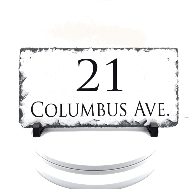 Customizable Slate Home Address House Sign - Black on White - Handmade and Personalized