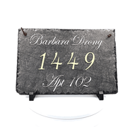 Customizable Slate Home Address House Sign - Gold Letters - Handmade and Personalized