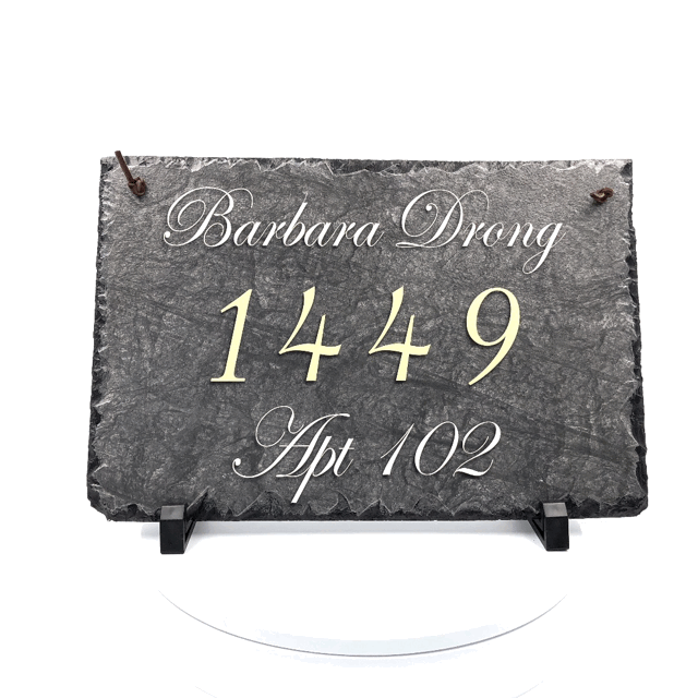 Customizable Slate Home Address House Sign - Gold Letters - Handmade and Personalized