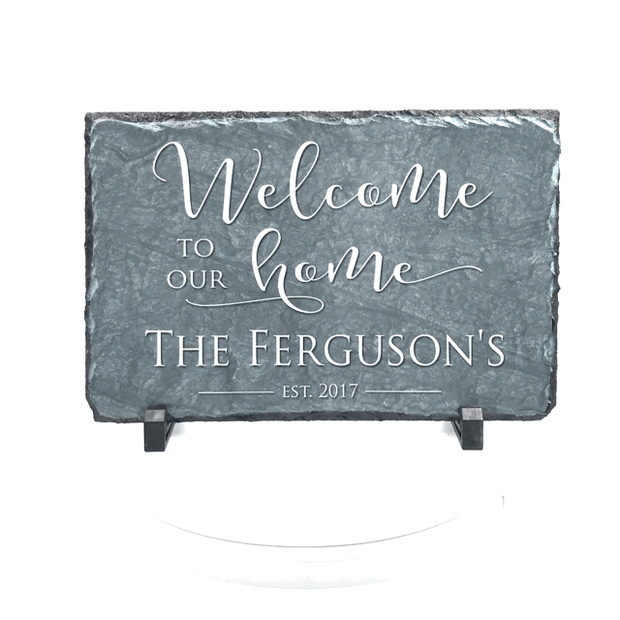 Handmade and Customizable Slate Welcome Sign - Family Name Plaque - Sassy Squirrel Ink