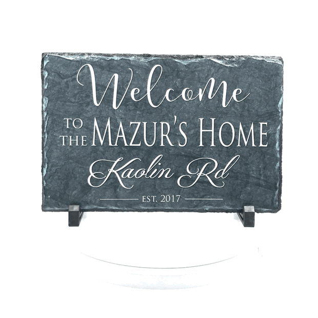 Handmade and Customizable Slate Welcome Sign - Home Address Plaque - Sassy Squirrel Ink