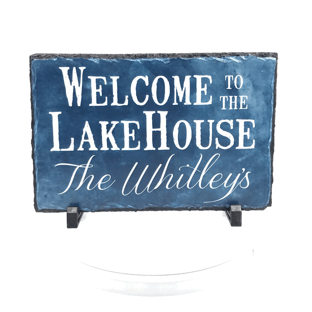 Handmade and Customizable Slate Home Sign - Personalized Welcome To The Lake House Plaque - Sassy Squirrel Ink