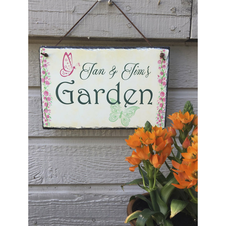 Handmade and Customizable Slate Garden Sign - Include Personalized Names - Sassy Squirrel Ink