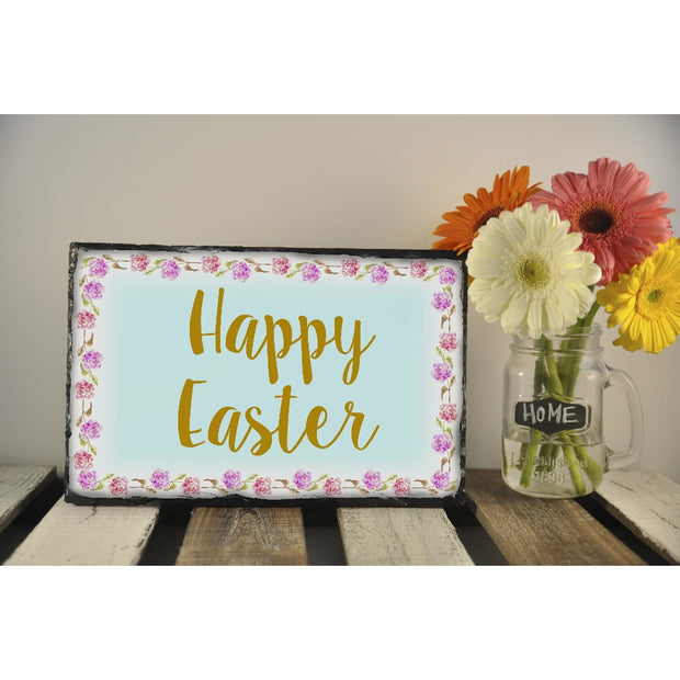 Handmade and Customizable Slate Easter Sign - Happy Easter - Sassy Squirrel Ink