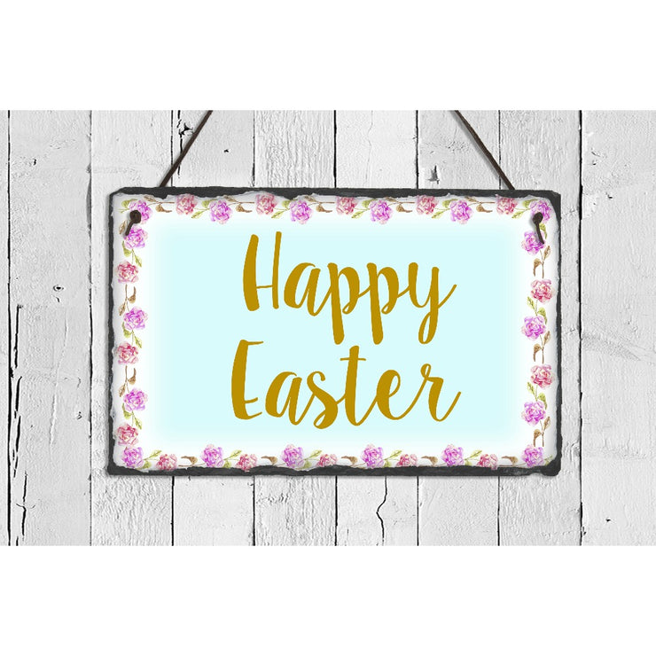Handmade and Customizable Slate Easter Sign - Happy Easter - Sassy Squirrel Ink