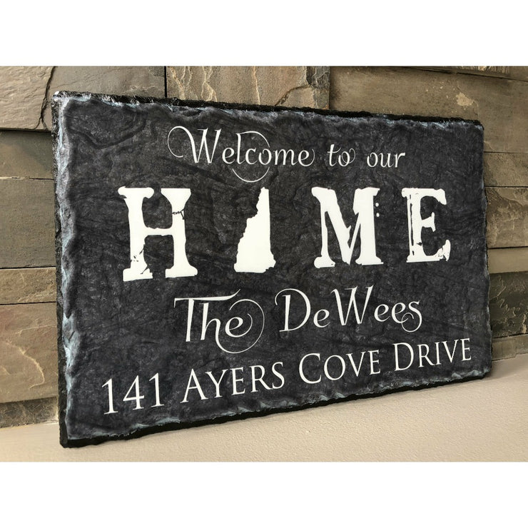 Handmade and Customizable Slate Home Sign - Personalized with Name, Address, State - Sassy Squirrel Ink