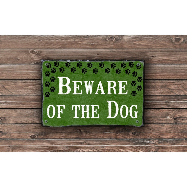 Handmade and Customizable Slate Home Sign - Beware of The Dog Plaque - Sassy Squirrel Ink