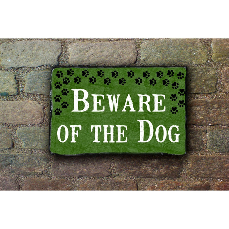 Handmade and Customizable Slate Home Sign - Beware of The Dog Plaque - Sassy Squirrel Ink