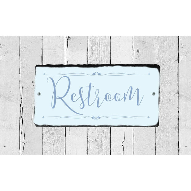 Handmade and Customizable Slate Bathroom Sign - Restroom Plaque - Sassy Squirrel Ink