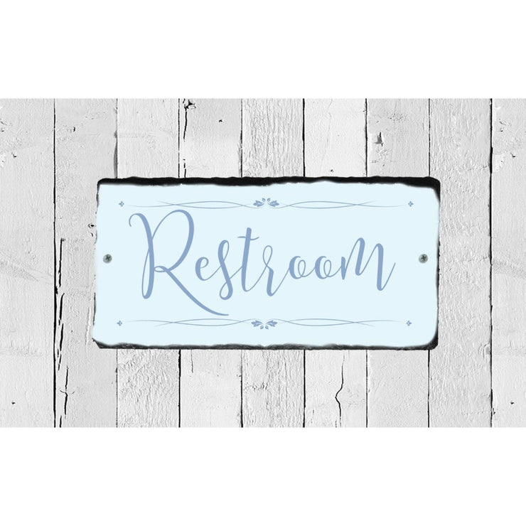 Handmade and Customizable Slate Bathroom Sign - Restroom Plaque - Sassy Squirrel Ink