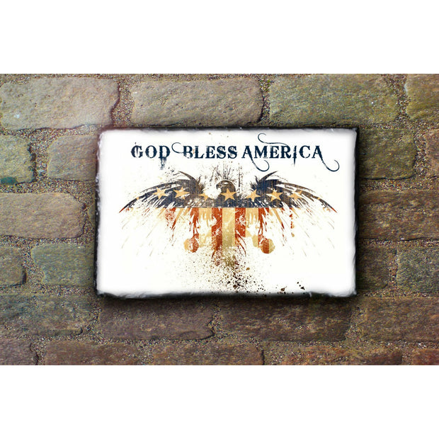 Handmade and Customizable Slate Home Sign - God Bless America Plaque - Sassy Squirrel Ink