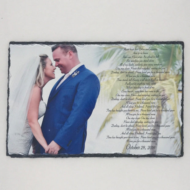 Customizable Slate Photograph - Handmade and Personalized Photo Plaque Color or B/W with your choice of text