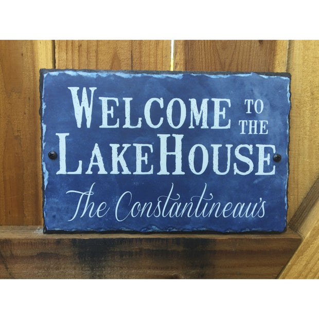 Handmade and Customizable Slate Home Sign - Personalized Welcome To The Lake House Plaque - Sassy Squirrel Ink