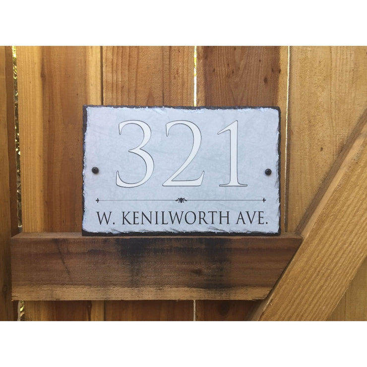 Handmade and Customizable Slate Home Address Sign - Light Grey - Sassy Squirrel Ink