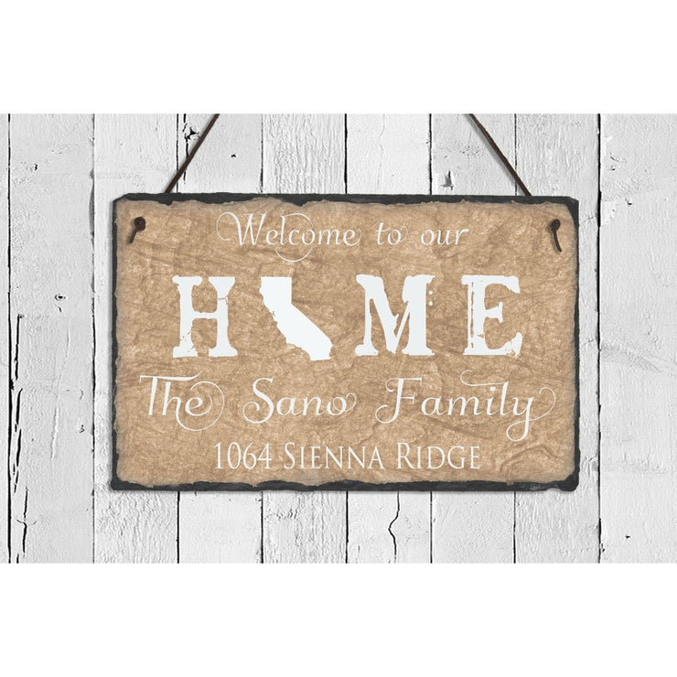 Handmade and Customizable Slate Home Sign - Personalized with Name, Address, State - Sassy Squirrel Ink