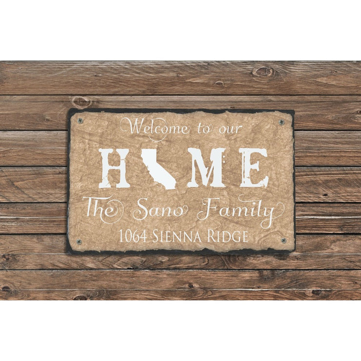 Handmade and Customizable Slate Home Sign - Personalized with Name, Address, State - Sassy Squirrel Ink