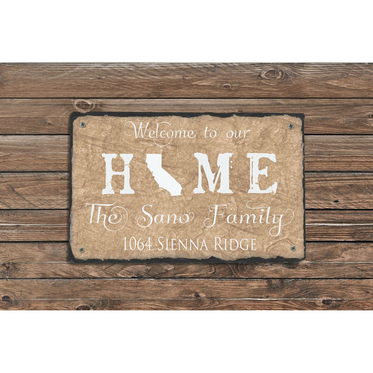 Handmade and Customizable Slate Home Sign - Personalized with Name, Address, State - Sassy Squirrel Ink