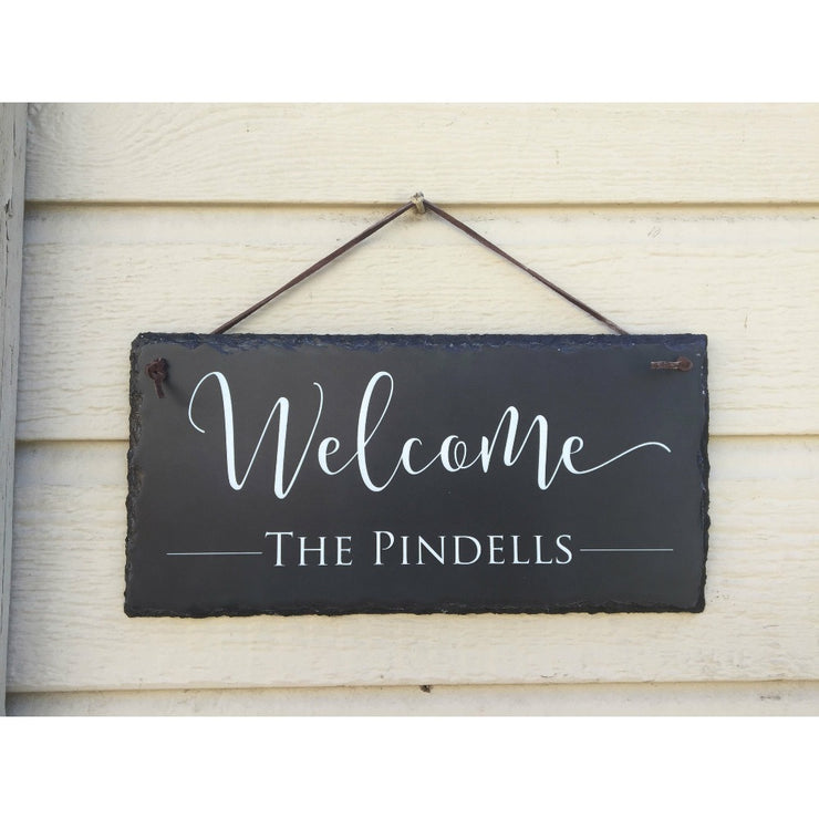 Handmade and Customizable Slate Welcome Sign - Sassy Squirrel Ink